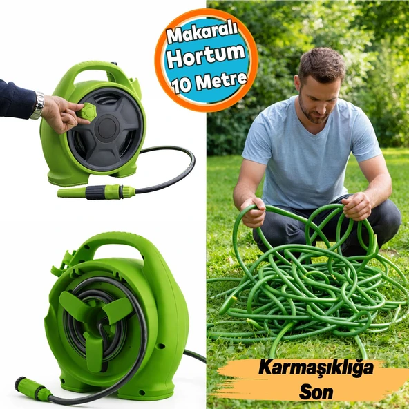 Taşınabilir Mini Makaralı 10 Metre Hortum Seti Bahçe Su Hortumu 5/16" Sulama Araç Yıkama ürün görseli 1