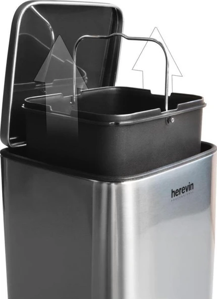 Herevin 5 Lt Paslanmaz Çelik Çöp Kovası - Resim 4