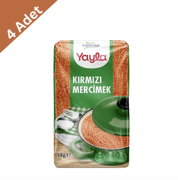 Yayla Kırmızı Mercimek 1 kg x 4 Adet ürün görseli 1
