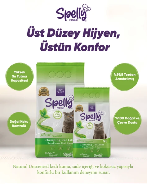 SPELLY KEDİ KUMU NATURAL (KOKUSUZ) ürün görseli 1