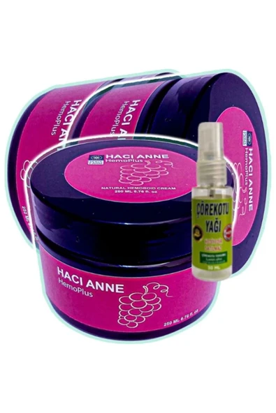 Hemoplus Hacı Anne Bakım Kremi 200 ml x 3 adet + Çörek Otu Yağı 30 ml ürün görseli 1