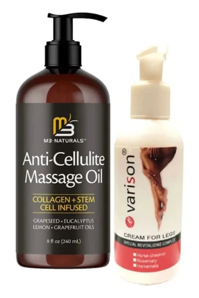 Süper M3 Naturals Anti-Cellulite Massage Oil 240 ml Masaj Yağı + Varison 120 ml Kremi ürün görseli 1