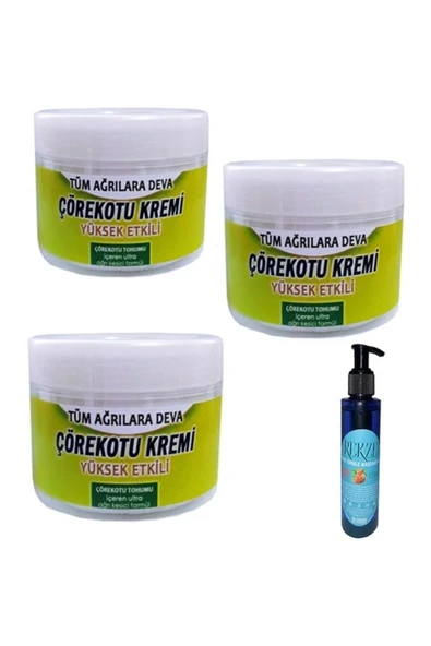 Süper Mucizevi Çörek Otu Kremi 100 ml x 3 Adet / Çilekli Vücut Masaj Bakım Yağı 125 ml ürün görseli 1