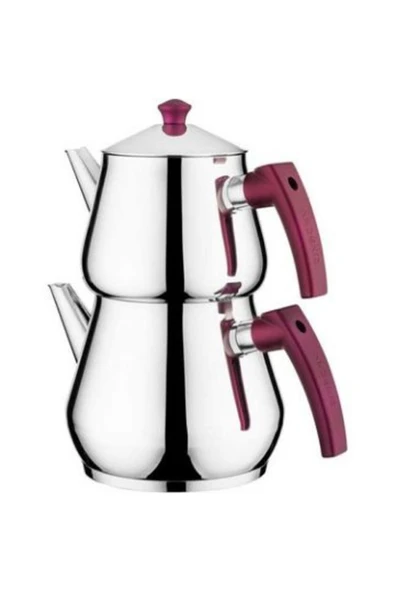 Akdeniz AKD-156 Dolphin Aile Boyu Çelik Çaydanlık Kırmızı 3,5lt Mor ürün görseli 1