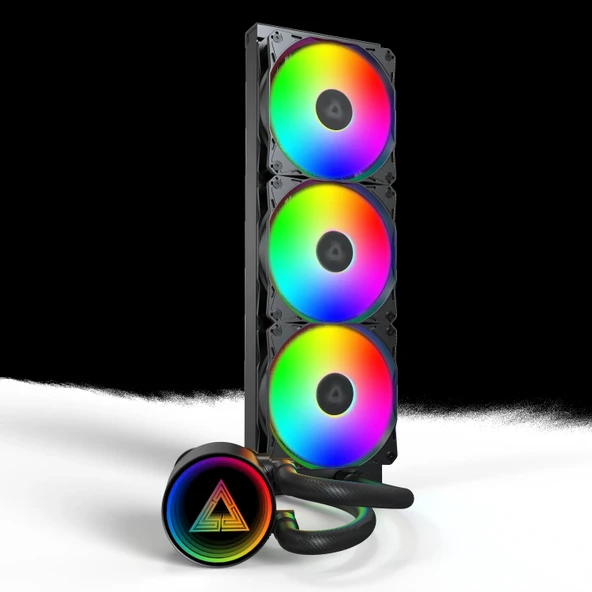 MONTECH Lightflow ARGB 360 Siyah – Ultra Sessiz AIO Sıvı CPU Soğutucu, 3100 RPM Pompa, Üçlü Sessiz Fanlar, Üstün Isı Dağ ürün görseli 1