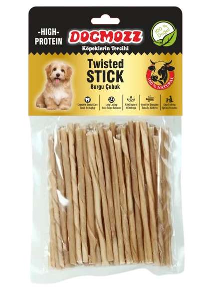 DogMozz Premium Deri Burgu Stick Natural Ince Köpek Kemiği 50 Adet ürün görseli 1