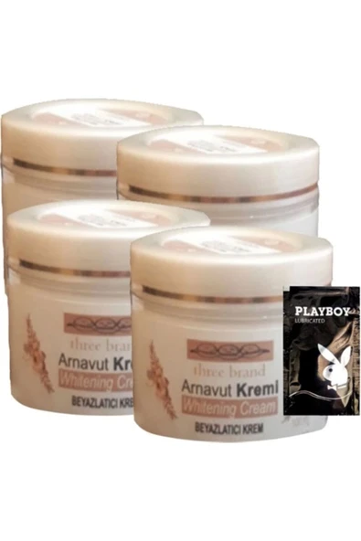 Three Brand 4lü Adet Arnavut Kremi Whitens Cream Aklık Kremi LFHX0420 100 ml + 1 Adet Jel Hediye ürün görseli 1