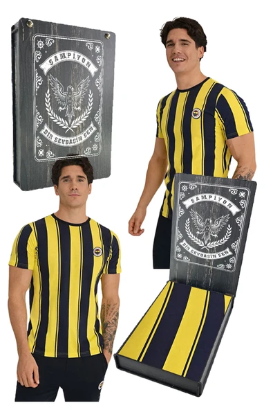 FENERBAHÇE ERKEK TRİBÜN ÇUBUKLU T-SHİRT  LAZER KUTU HEDİYELİ ürün görseli 1
