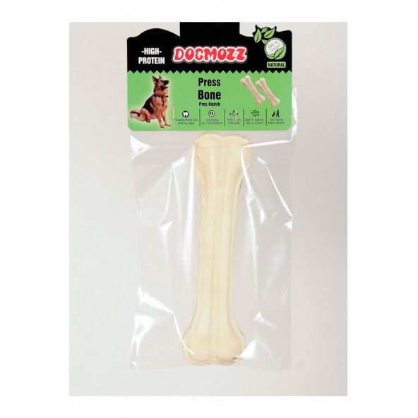 DogMozz Premium Deri Pres Beyaz Köpek Kemiği 22 Cm ürün görseli 1
