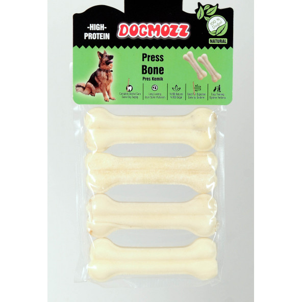 DogMozz Premium Deri Pres Köpek Kemiği Beyaz 4 Adet 12 Cm ürün görseli 1