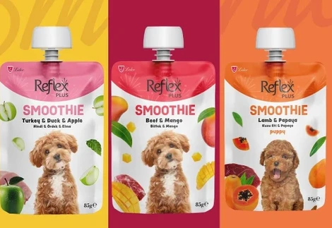 Reflex Plus Smoothie Hindi Ördek Elma  Biftek  Mango  Kuzu Etli  Papaya Köpek Ödül Maması Seti 3 85 gr ürün görseli 1