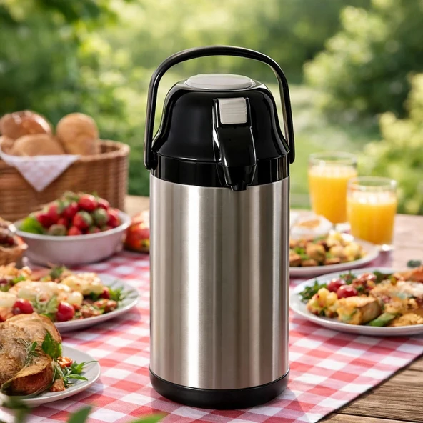Cooker 2008-1 Çift Kat Paslanmaz Çelik Termos Çay Termosu Su Termosu 3,5lt Siyah ürün görseli 1