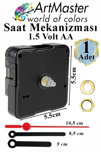 Duvar Saat Mekanizması 1 Adet 10 mm Şaft Sessiz Saat Motoru Akrep Yelkovan Okul Deney Saat Yapım Seti ürün görseli 1