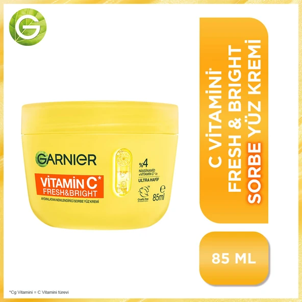Garnier C Vitamini Fresh & Bright Aydınlatıcı Nemlendirici Sorbe Yüz Kremi 85 ML, Vegan & Cruelty Free ürün görseli 1