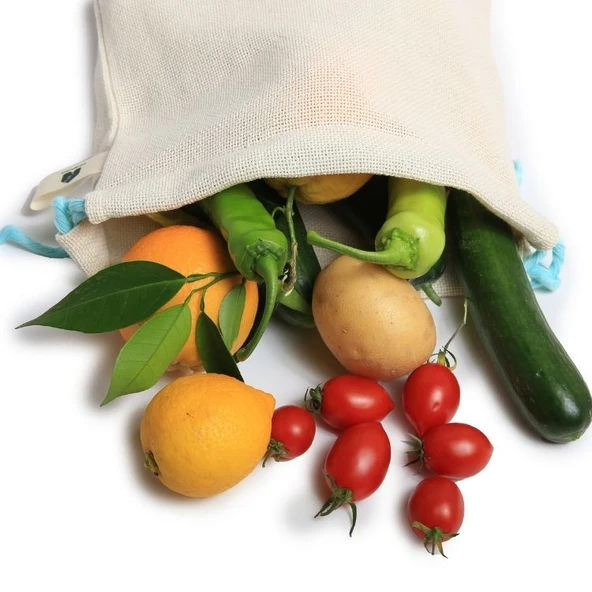 EGET Doğal Pamuklu Sebze Meyve Çantası (üçlü Paket) ürün görseli 1