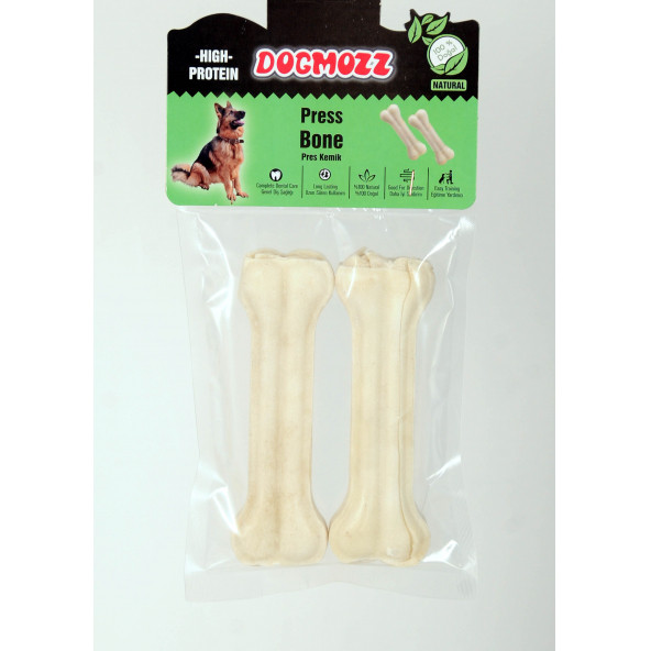 DogMozz Premium Deri Pres Köpek Kemiği Beyaz 15 Cm 2 Adet ürün görseli 1