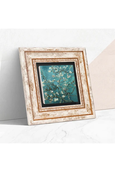 Van Gogh Badem Ağacı Taş Duvar Tablosu - Çerçeveli Taş Tablo - Dekoratif Duvar Sanatı ürün görseli 1