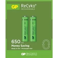 GP RECYKO 650mAh AAA ŞARJLI İNCE PİL 63C092  2Lİ KART (5433) ürün görseli 1