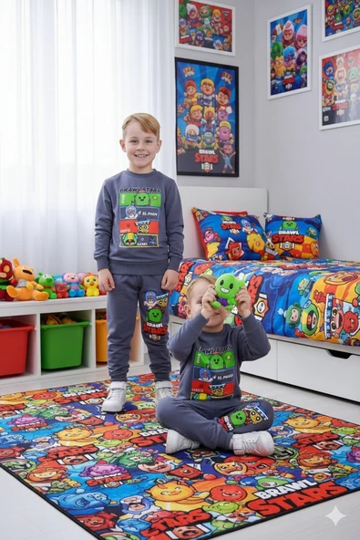 Cg Kids Brawl Stars 2 Iplik Kumaş Erkek Çocuk Alt Üst Takım Süper Kalite Eşofman Detay ürün görseli 1