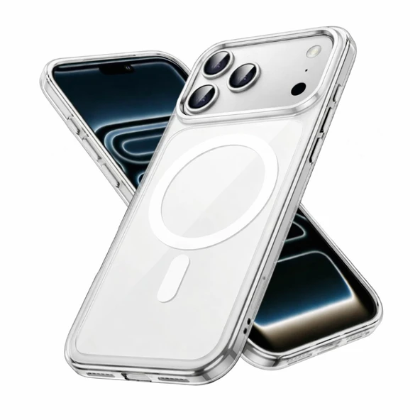 iPhone 17 Pro Uyumlu YUMUŞAK Magsafe Kablosuz Şarj Destekli Şeffaf Kılıf Kamera İçin Yükseltilmiş Çerçeve ürün görseli 1