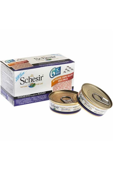 Schesir Ton Balıklı Biftekli Jöleli Kedi Konservesi 50 GR X 6 ürün görseli 1