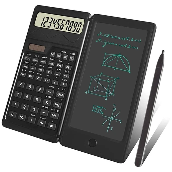 Silinebilir LCD Yazı Tabletli,Kalemli Katlanabilir Bilimsel Hesap Makinesi (5433) ürün görseli 1