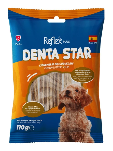 Reflex Plus Dentastar Çiğnemelik Diş Çubukları Mini ve Küçük Irk Köpek Ödül Maması 110GR ürün görseli 1