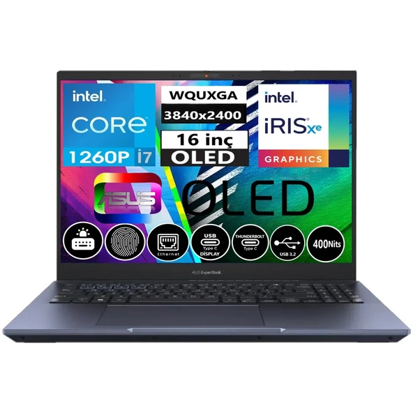 Expertbook I7 1260P 32 GB Ddr5 1 Tbssd 16" OLED Windows 11 Home B5602CBA-I71260165AR39 ürün görseli 1