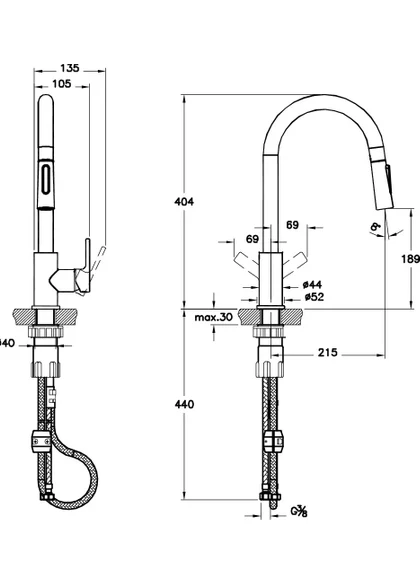 Artema Maestro A42145 Pull-Down Mutfak Bataryası - Resim 4