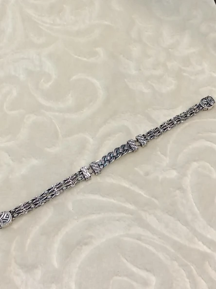 El Yapımı Oksitli Gümüş Erkek Bileklik ürün görseli 1