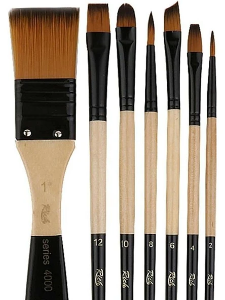 Rich Yeni Seri Standart Kıl Fırça Seti 6’lı  Set 2 Karma Resim Boya Fırçası ürün görseli 1