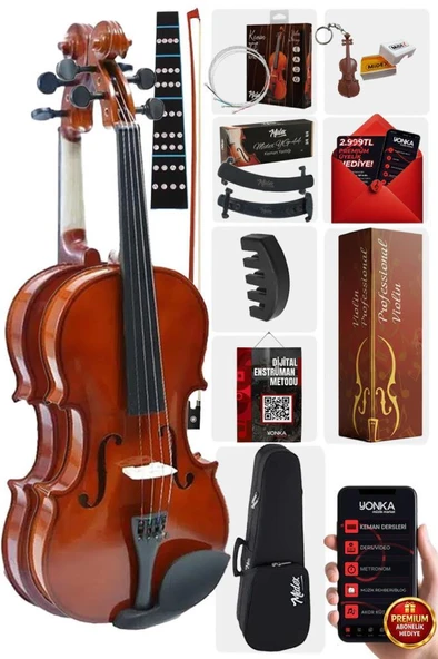 Midex CVL-742-TYS Profesyonel 1/2 Çocuk Kemanı Seti 8-10 Yaş (Yastık Tel Çanta Yay Susturucu Reçine) ürün görseli 1