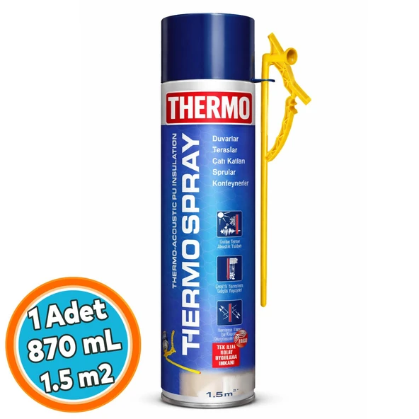 Sprey Poliüretan Köpük Thermo Acoustic 800 ml Isı ve Ses Yalıtım 1.5 m2 Alan ürün görseli 1