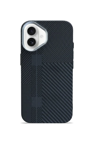 Aether Carbon iPhone 16 MagSafe Karbon Kılıf Deep Navy Pulse ürün görseli 1