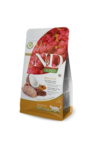N&D Quinoa Skin Coat Deri Tüy Sağlığı Bıldırcınlı Kedi Maması 1.5 Kg ürün görseli 1