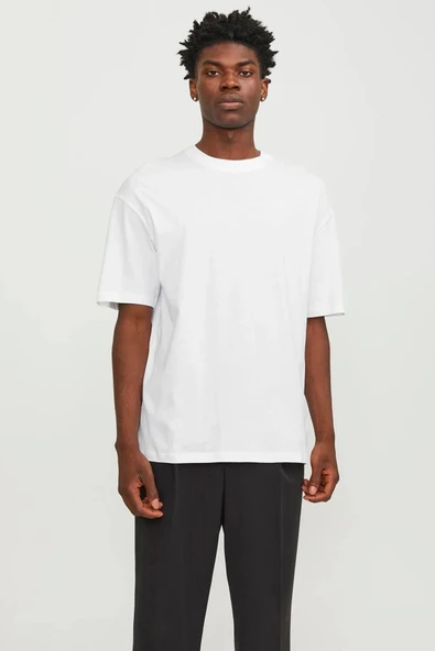 Jack&jones 12249319 0 Yaka Erkek Basic Tshirt - Beyaz ürün görseli 1