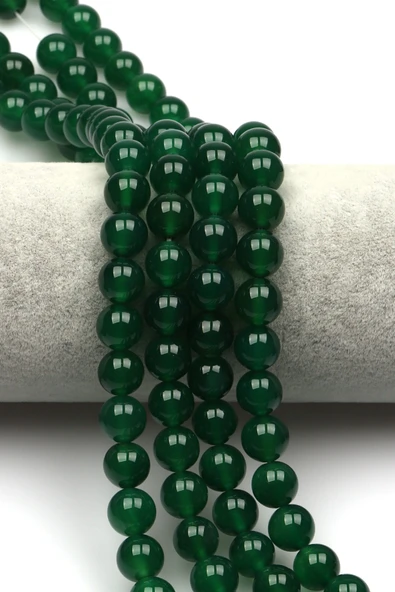 Yeşil Akik Doğal Taş Dizi 10 mm Küre Kesim - DZ-0804 ürün görseli 1