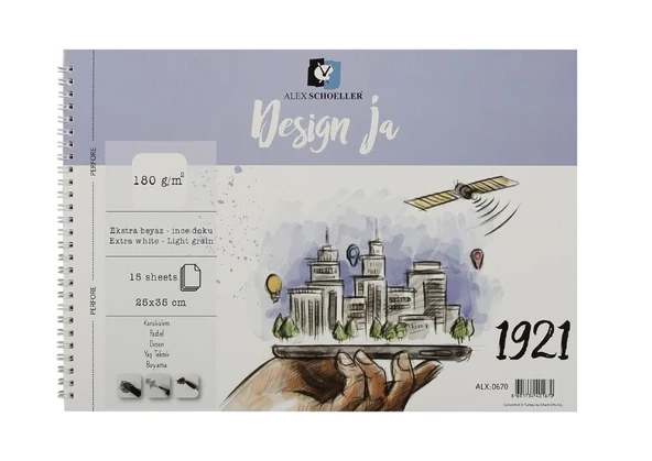 Alex Schoeller Design Ja İnce Dokulu Resim Defteri 25x35 cm 15 Sayfa 180 gr ürün görseli 1