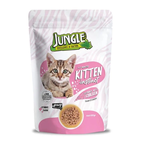 Jungle Pouch Tavuklu Yavru Kitten Kedi Konserve 100 gr ürün görseli 1