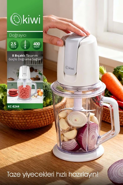 Kiwi Gıda Doğrayıcı Rondo 8 Bıçaklı 2.5 LT Geniş Hazneli Kaymaz Tabanlı KC-8244 ürün görseli 1
