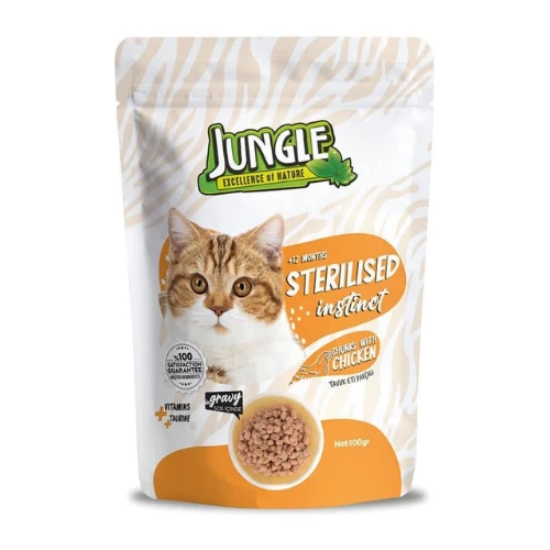 Jungle Pouch Tavuklu Kısır Kedi Konserve 100 gr ürün görseli 1