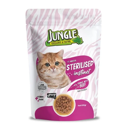 Jungle Pouch Biftekli Kısır Kedi Konserve 100 gr ürün görseli 1