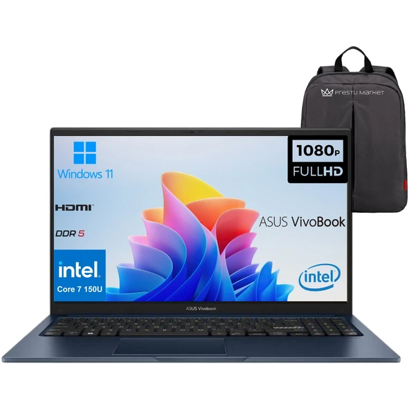 Vivobook 15 X1504VA-P2 Intel Core 7 150U 16GB Ram 512GB SSD 15.6'' WIN11 Taşınabilir Bilgisayar (Çanta Hediyeli) ürün görseli 1
