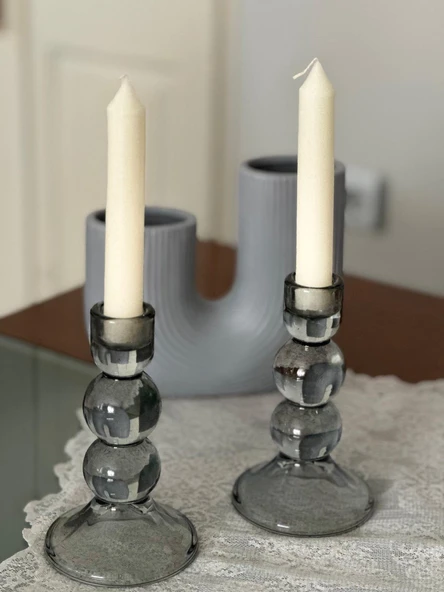 Beyaz Şamdan Mumu, Beyaz Mum 2 li Set, Özel Günler, Dekoratif Mumlar, Hediyelik, Yılbaşı ürün görseli 1