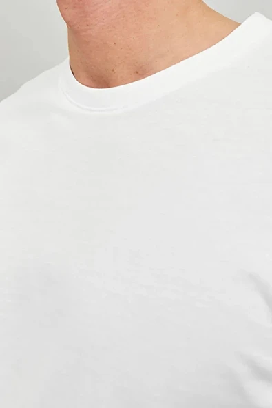 Jack&jones 12156101 0 Yaka Erkek Basic Tshirt - Beyaz - Resim 5