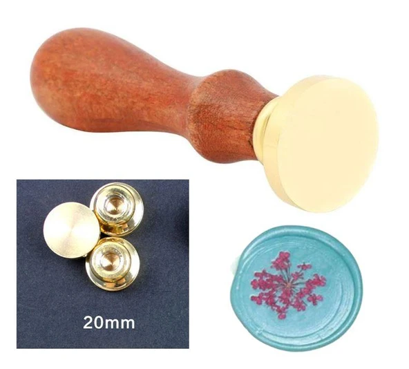 Eritme Balmumu Mührü Damga 20 mm Yuvarlak Boş Bakır Kafa + Gülağacı Kol ürün görseli 1