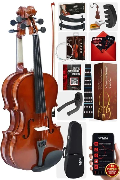 Midex CVL-741-PAK Çocuk Kemanı 6-8 Yaş 1/4 (Yastık Susturucu Çanta Yay Yedek Tel Reçine) ürün görseli 1