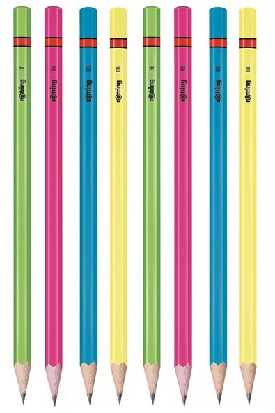 Rotring Neon Kurşun Kalem 8 Li 1 Paket Renkli Kurşun Kalem Mavi Yeşil Sarı Pembe HB Kurşun Kalem ürün görseli 1