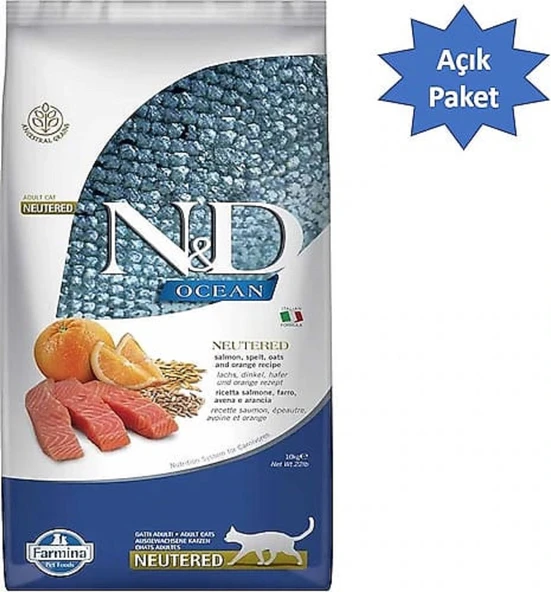 N&d Ocean Somonlu ve Portakallı Düşük Tahıllı Kısırlaştırılmış Kedi Maması 1,5 Kg(Açık) ürün görseli 1