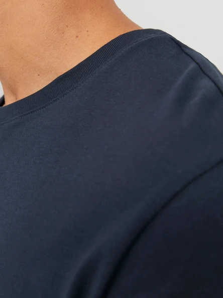 Jack&jones 12156101 0 Yaka Erkek Basic Tshirt - Lacivert - Resim 7